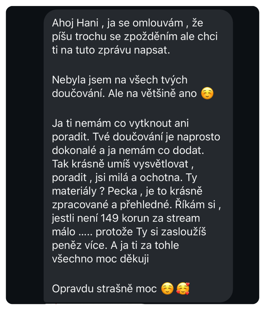 Zkušenost studentky s přípravou na maturitu z matematiky s Hankou