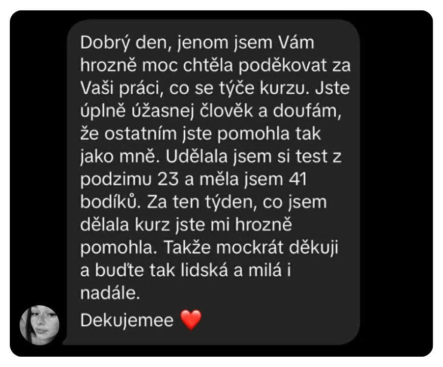 Recenze studentky kurzu Matika s Hankou