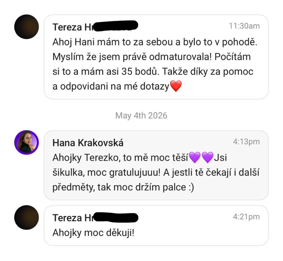 Recenze kurzu přípravy na maturitu z matematiky – Matika s Hankou