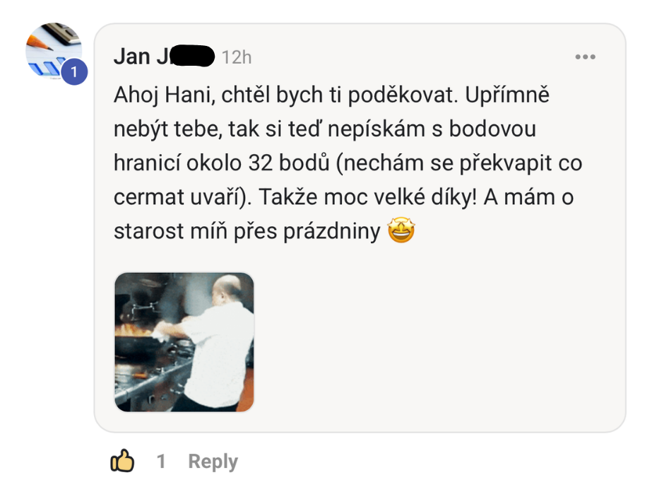 Recenze online kurzu Matika s Hankou – maturita z matematiky