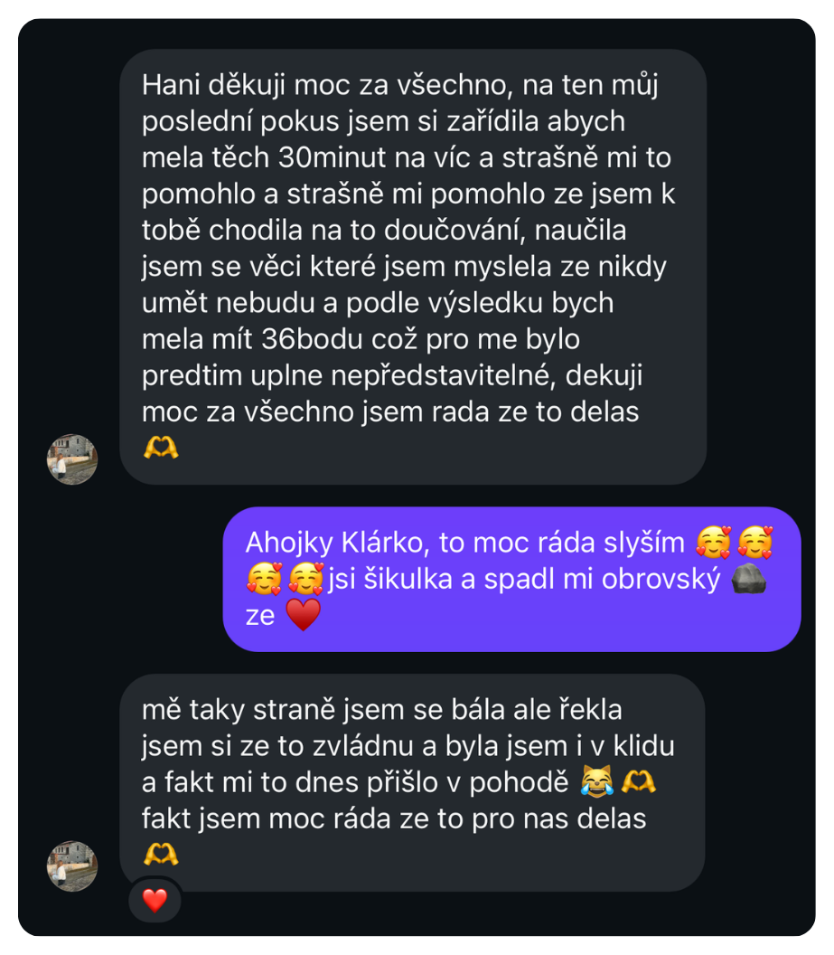 Student hodnotí kurz Matika s Hankou – maturita z matiky